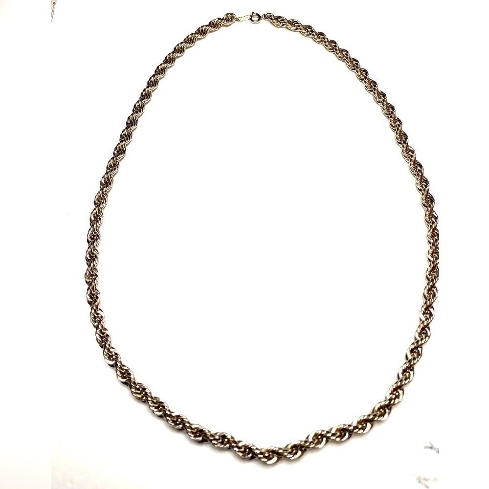 Vintage Silver tone necklace spiraled wrapped chain.  Box 12-89